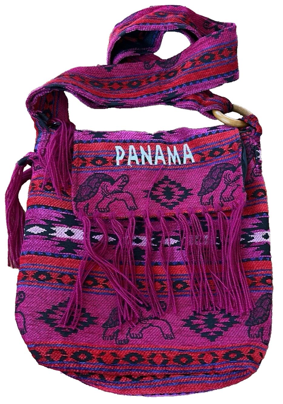 Boho Embroidered Crossbody Bag Turtle Fringe Festival Travel Messenger Zippered